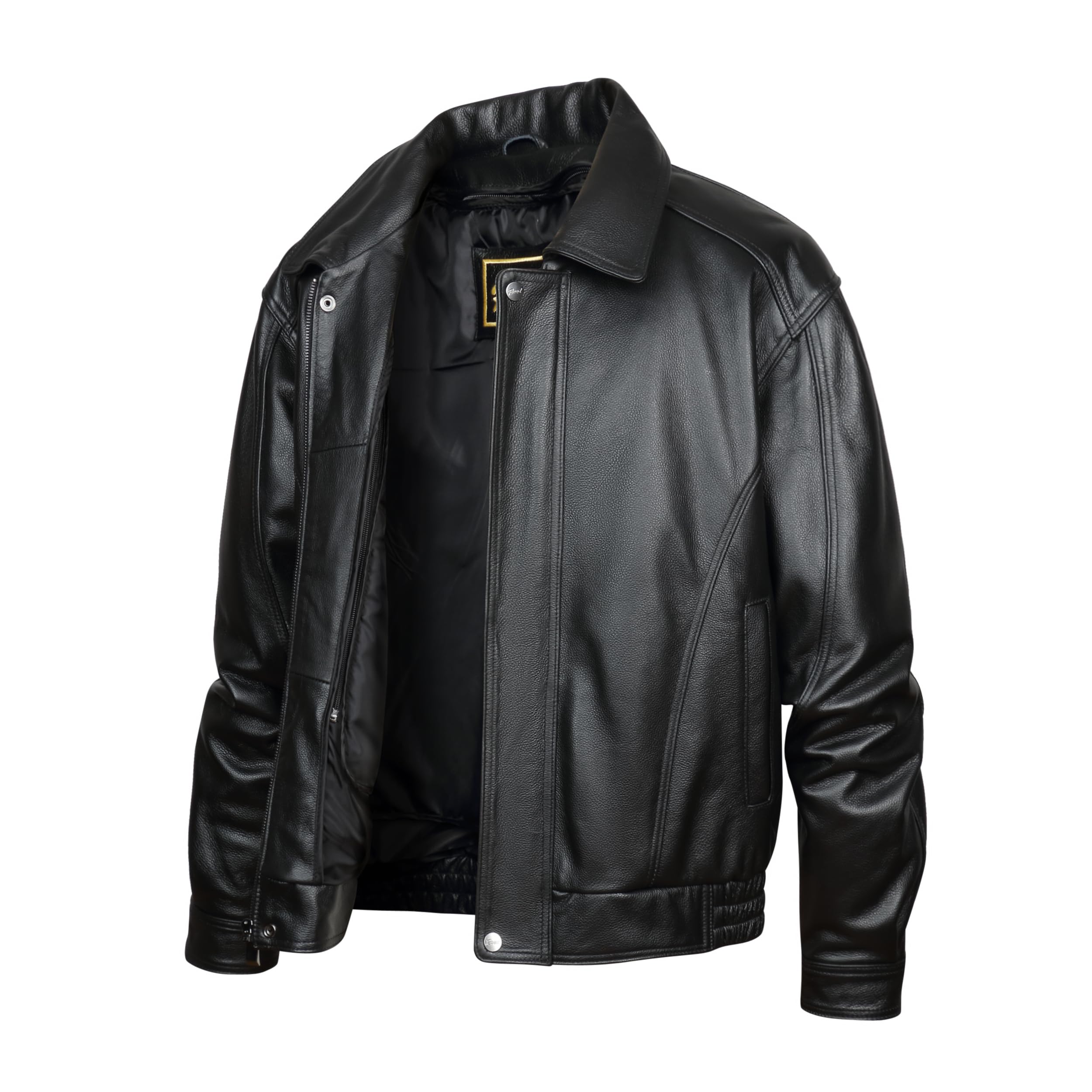 REED Men’s Luxury Leather Bomber Jacket – Genuine Leather American Style with Broad Shoulder Fit - Image 3