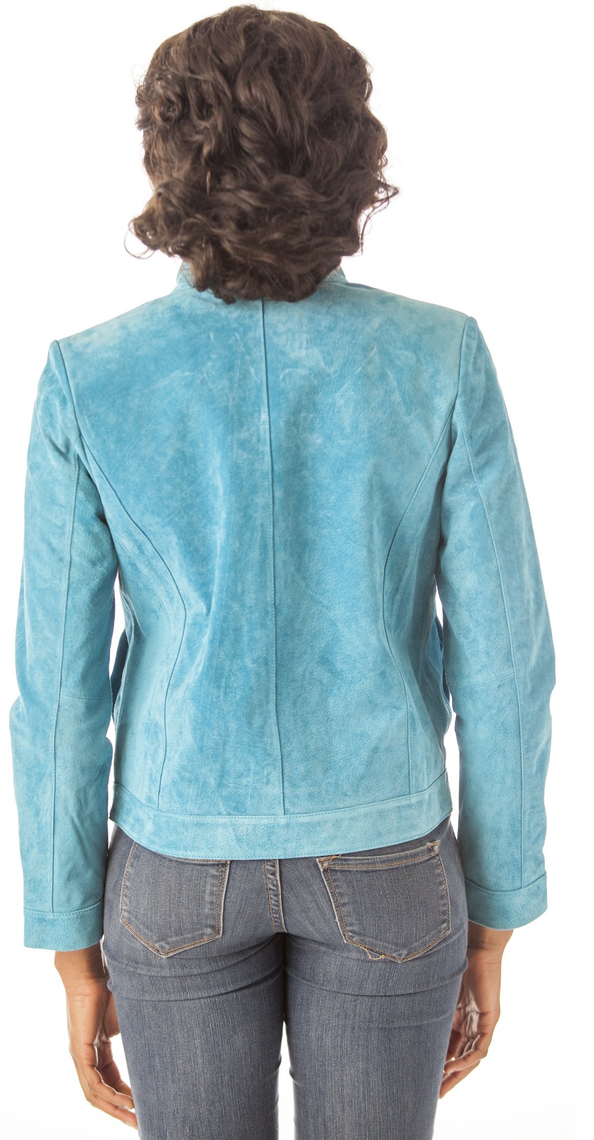 REED Women's 22'' Misses Fit Stand Up Collar Leather Jacket - Image 3